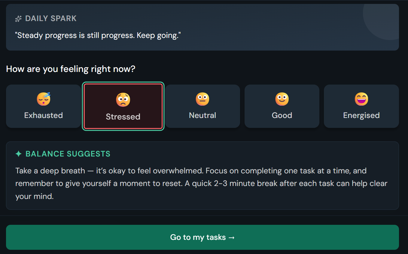 Balance mood check-in screen